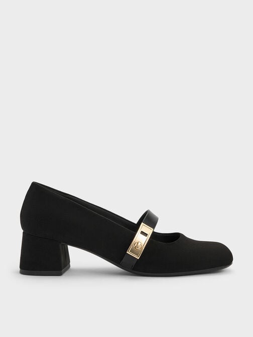 Lando Faux Suede Mary Jane Pumps, Black2, hi-res