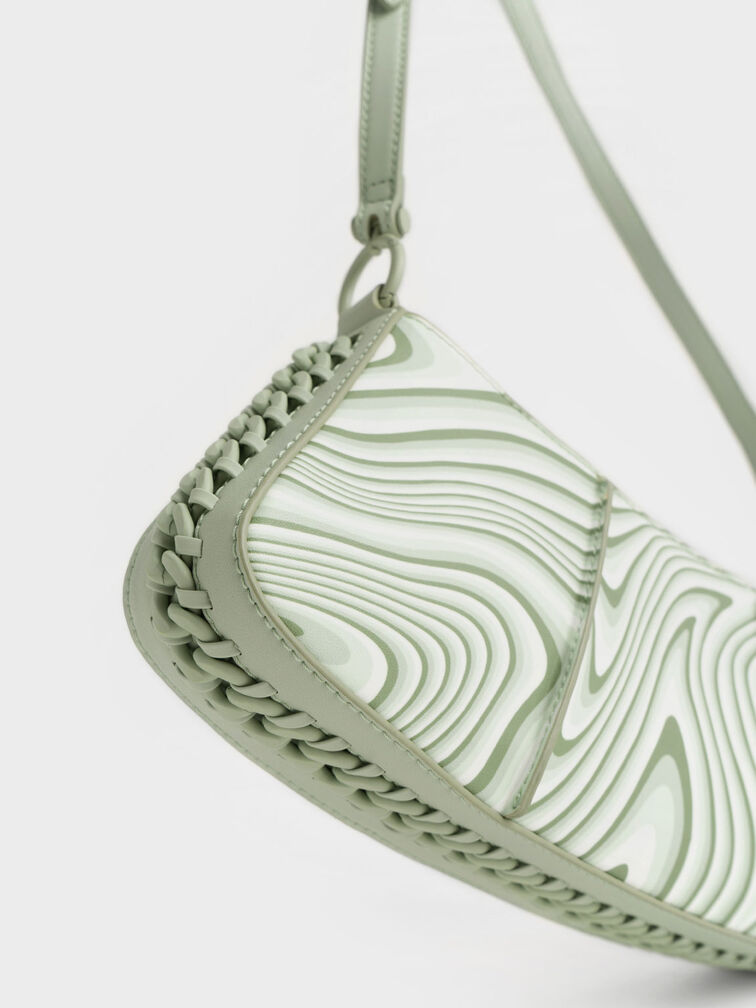 Arlys Curved Shoulder Bag, Mint Green, hi-res
