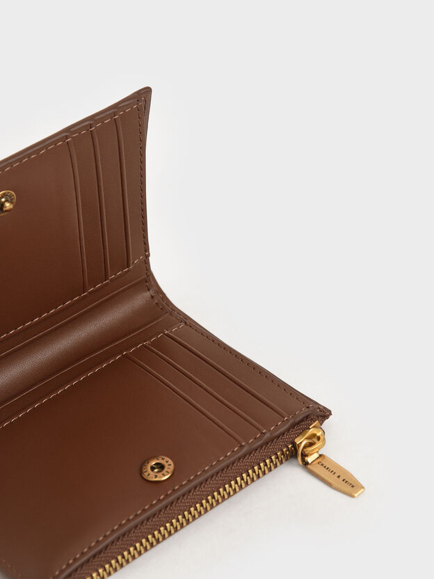 Billetera peque&ntilde;a con cremallera superior Harmonee, Marr&oacute;n chocolate, hi-res