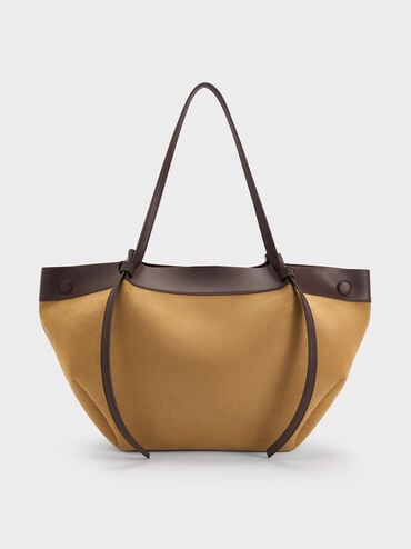 Large Calla Suede Tote Bag, Sahara Sand, hi-res