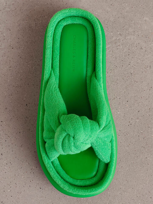Loey 毛巾布扭結厚拖鞋, 綠色, hi-res