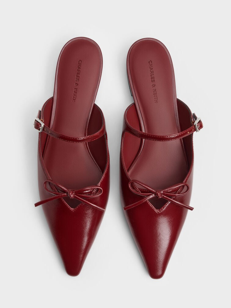 Bow Mary Jane Mules, Burgundy, hi-res