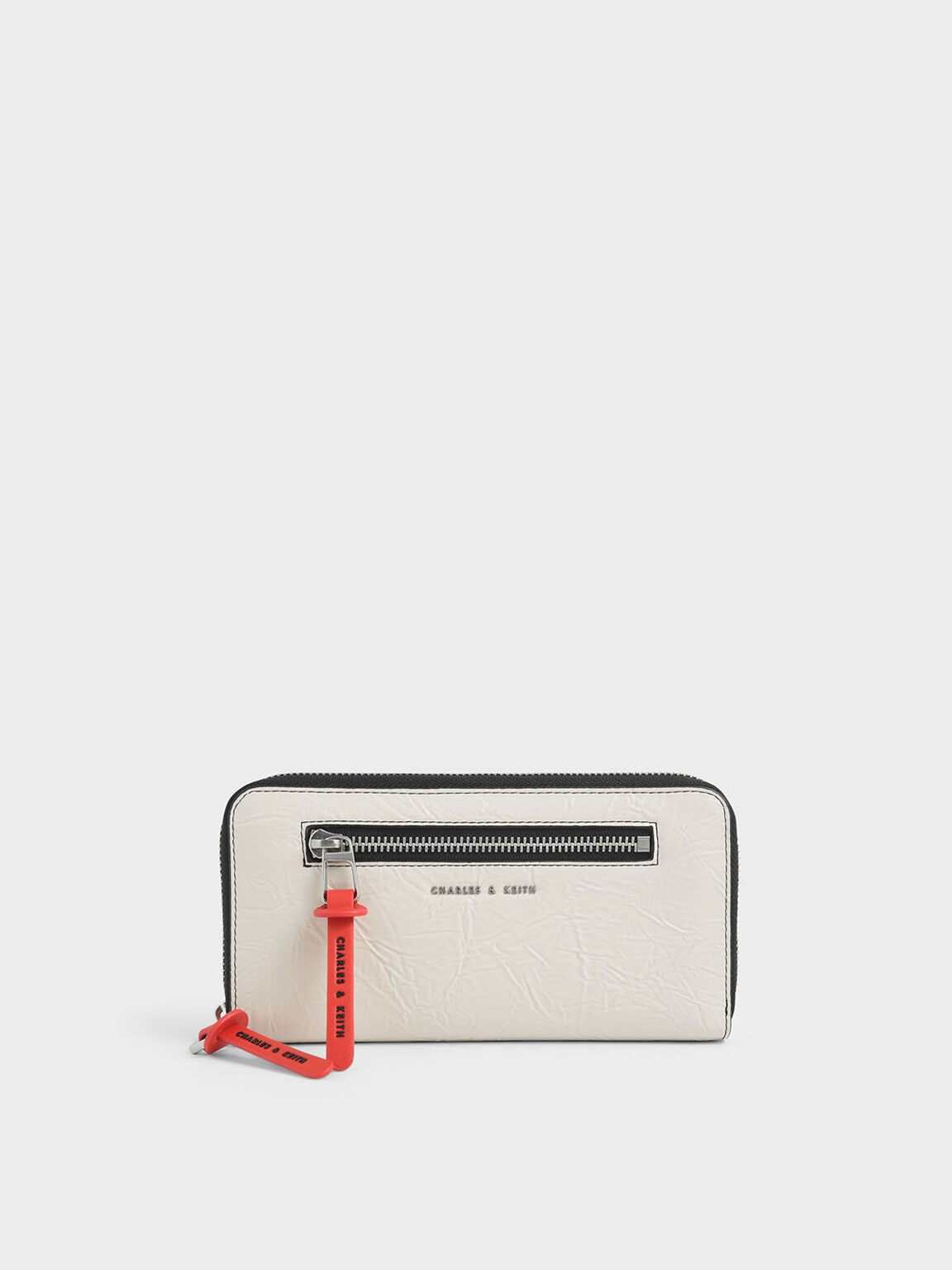 Cream Mini Wrinkled Effect Long Wallet Charles Keith Kw