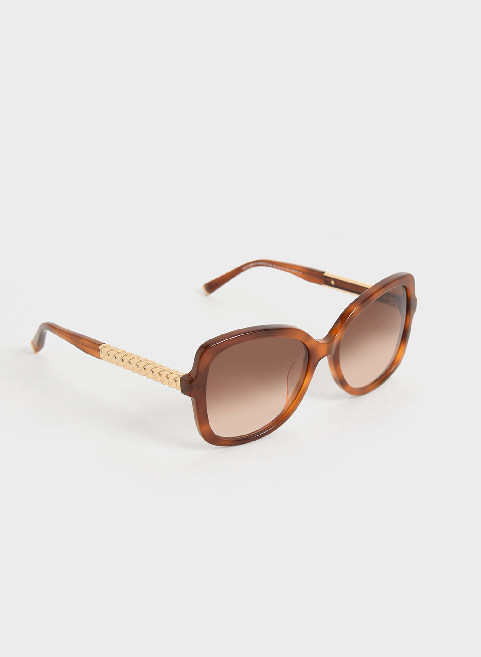 Recycled Acetate Braided Temple Butterfly Sunglasses, Nacar, hi-res