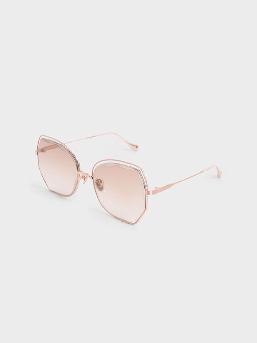 Cut-Out Wire-Frame Butterfly Sunglasses, Pink, hi-res