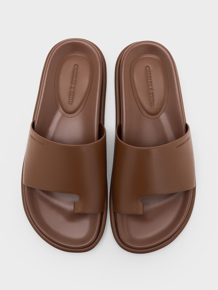 Sandalias planas con tiras anchas, Marrón, hi-res
