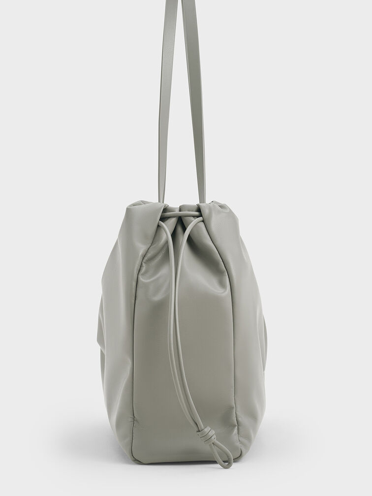 Bolso tote Bethel con cierre de cordón, Gris, hi-res