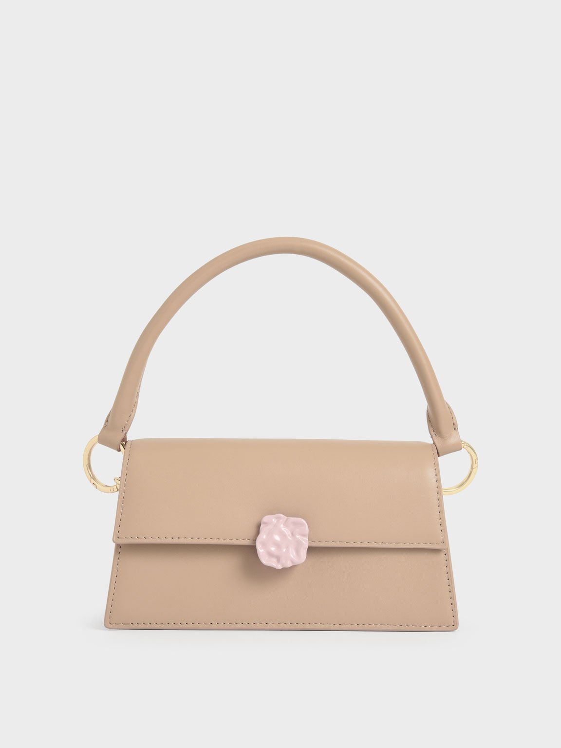 Leather Top Handle Bag, Nude, hi-res