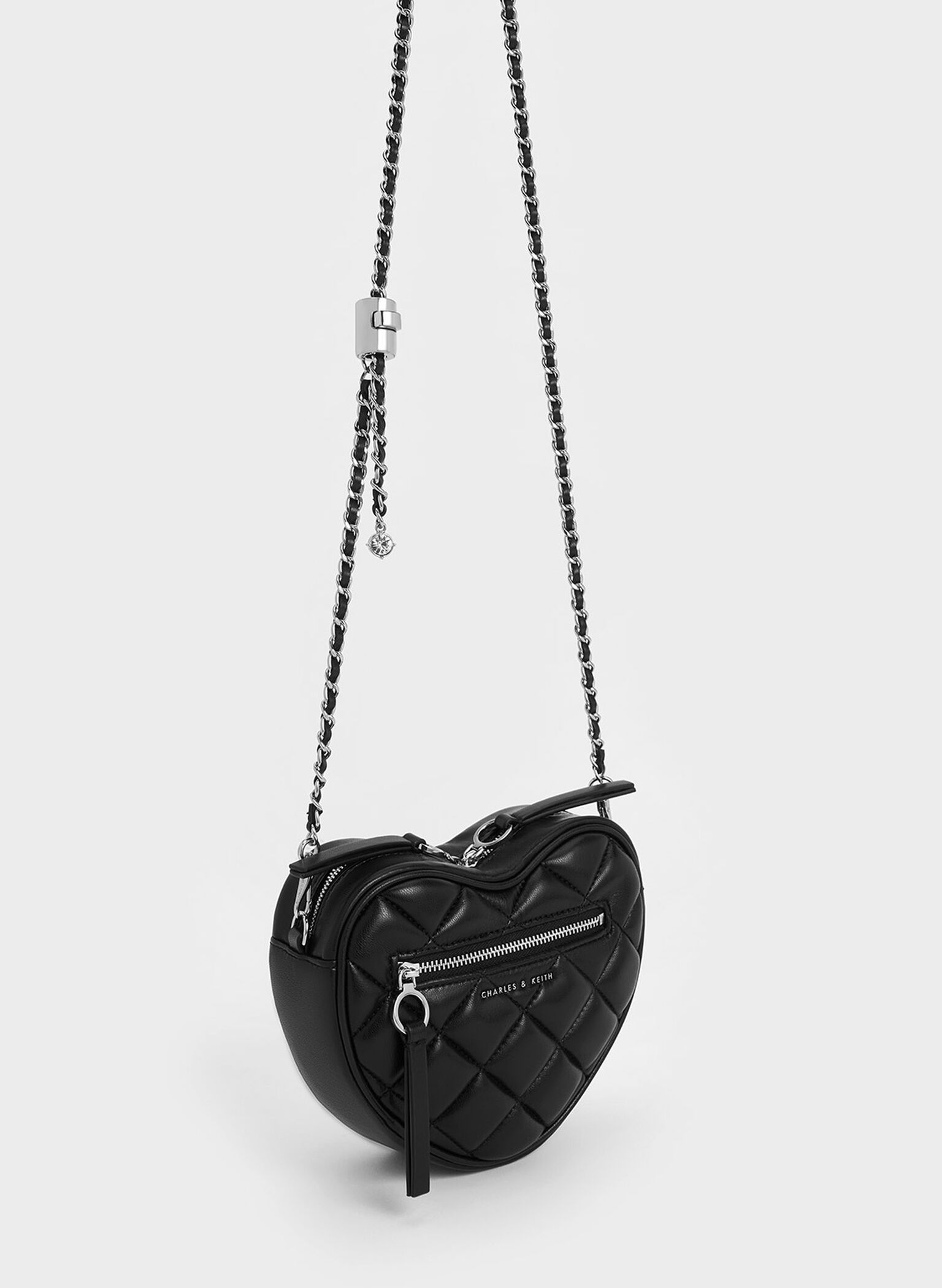 Philomena Quilted Heart Crossbody Bag, Noir, hi-res