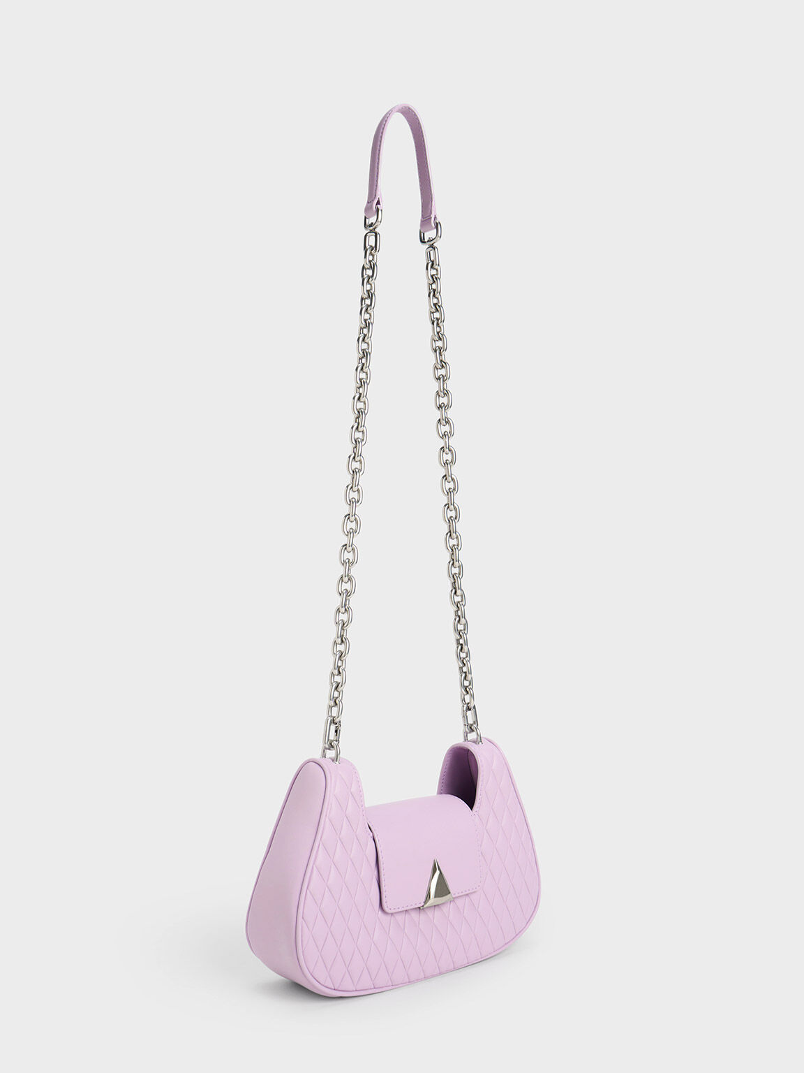 Quinlynn Curved Shoulder Bag, Lilac, hi-res