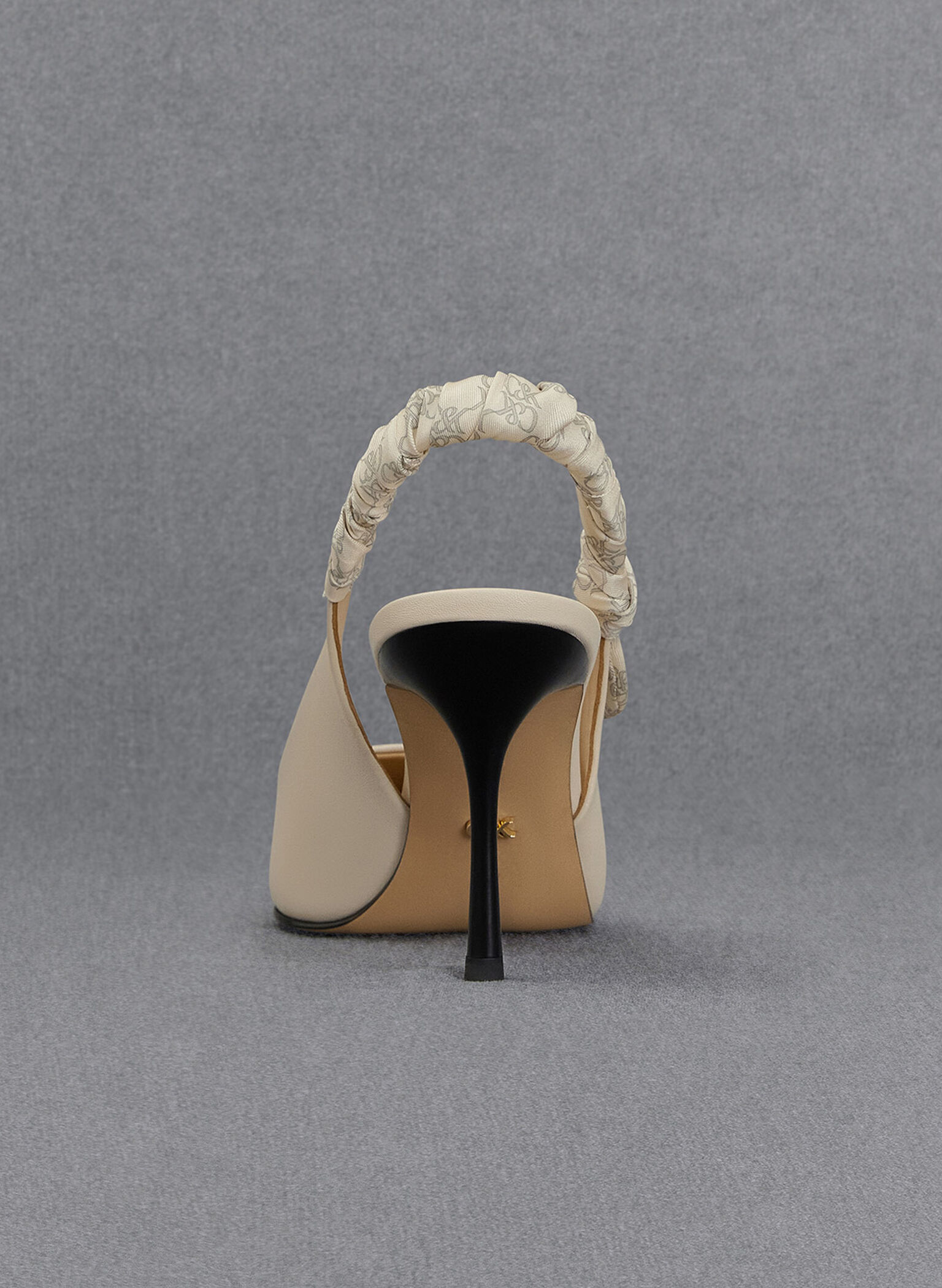 Zapatos de tacón destalonados de cuero efecto arrugado con estampado, Blanco tiza, hi-res