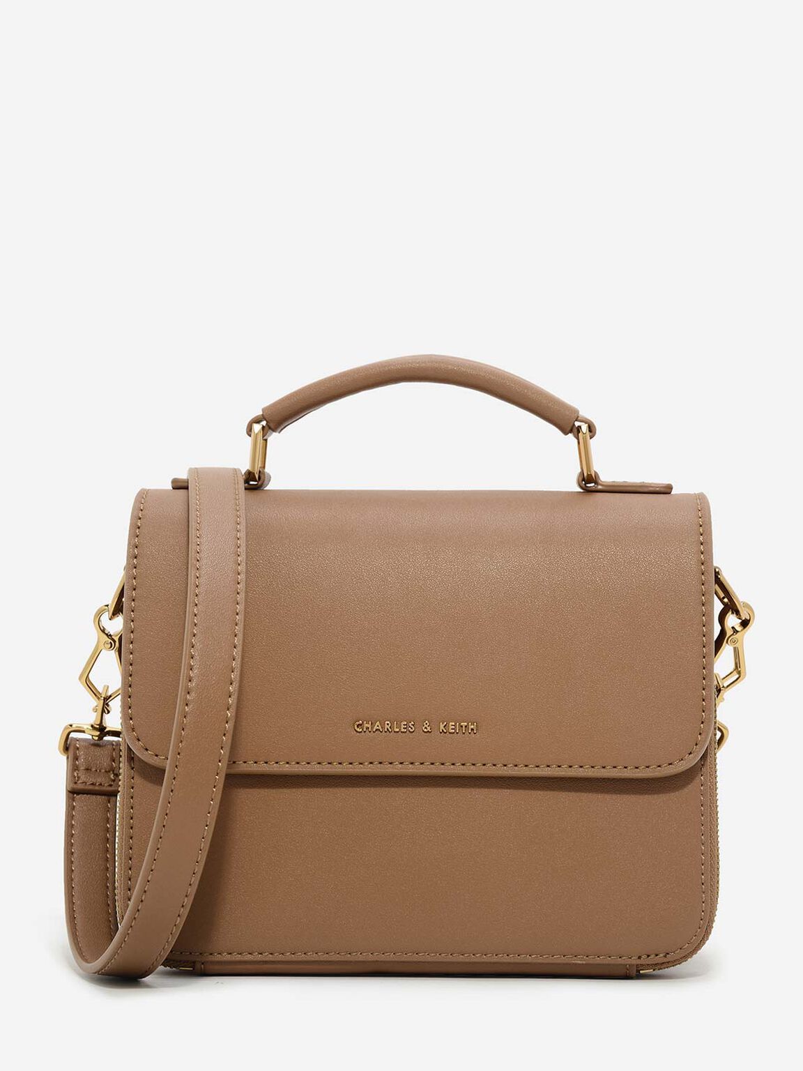 Brown Basic Front Flap Crossbody Bag Charles Keith Sg