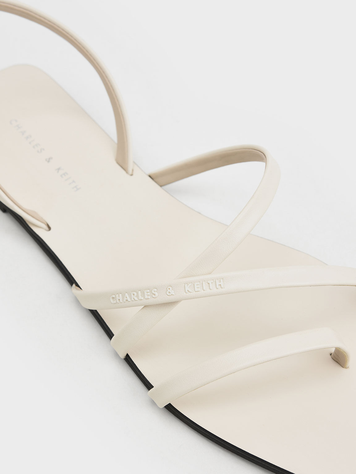 Strappy Square-Toe Slingback Sandals, Chalk, hi-res
