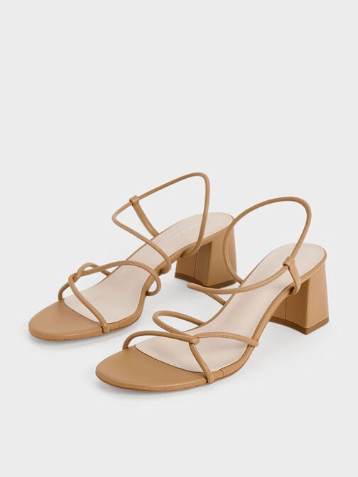 Meadow Strappy Block Heel Sandals, Camel, hi-res