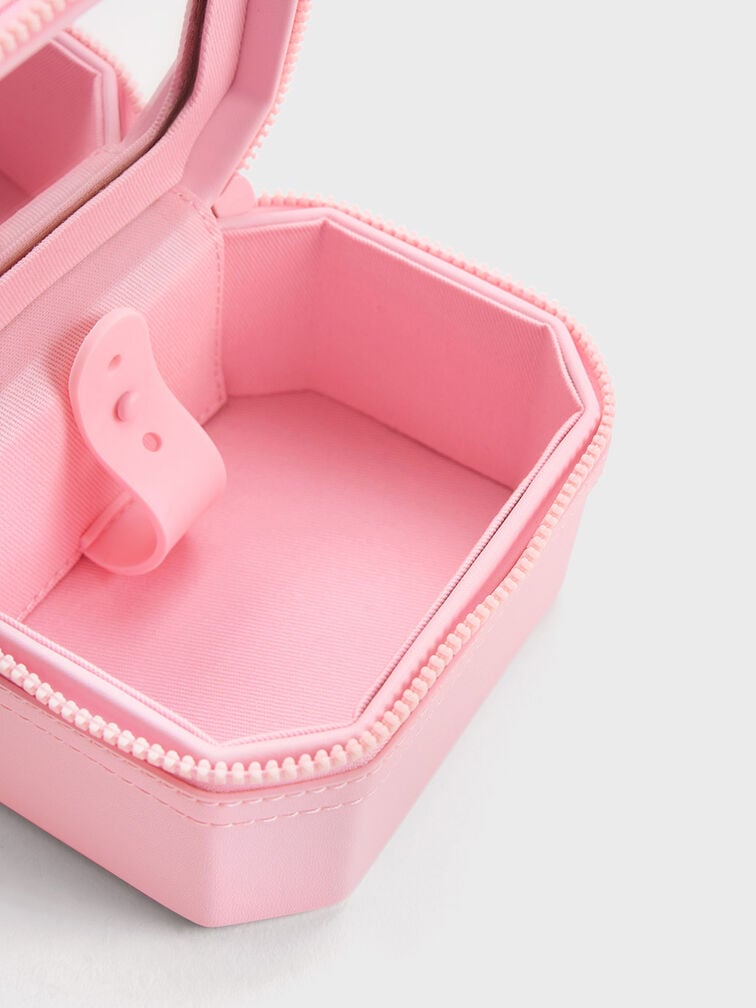 手提拉鍊箱型包, 淺粉色, hi-res