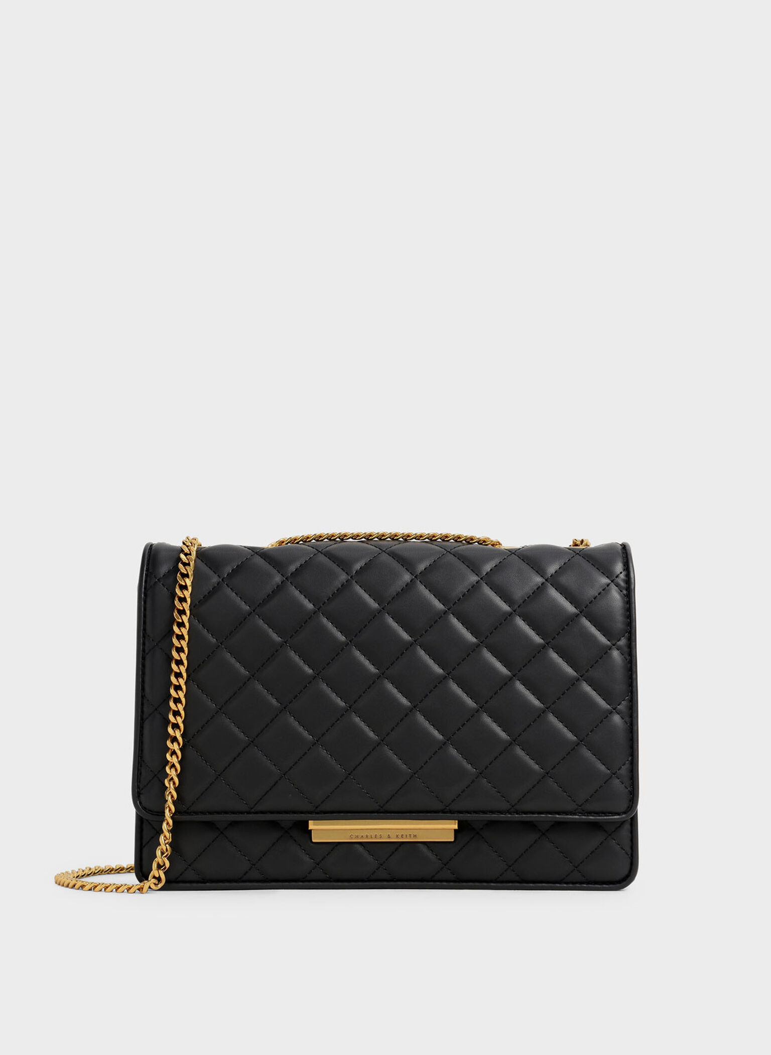 Black Quilted Chain Bag - CHARLES & KEITH International