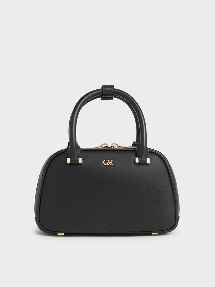 Bolsa de boliche de couro, Black, hi-res