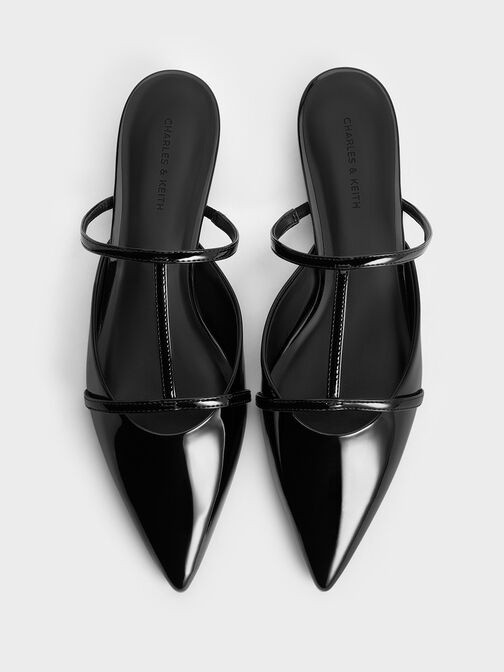 Clara T-Bar Pointed-Toe Mules, Black Box, hi-res