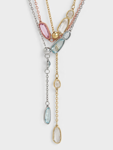 Evangeline Turquoise Multi-Crystal Necklace, Silver, hi-res