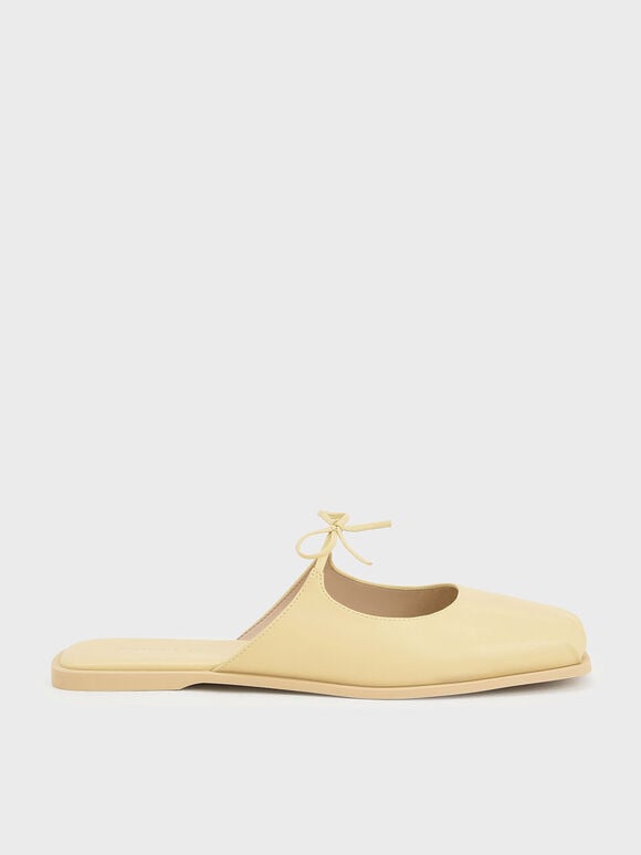 Dionne Bow-Tie Flat Mules, Yellow, hi-res