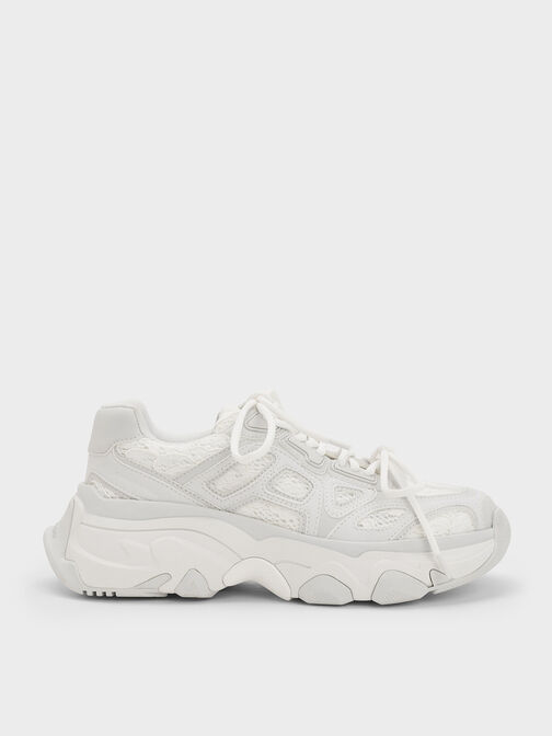 Gaskell Lace Chunky Sneakers, White, hi-res