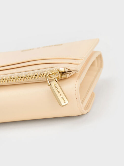 Cartera con acento metálico, Beige, hi-res