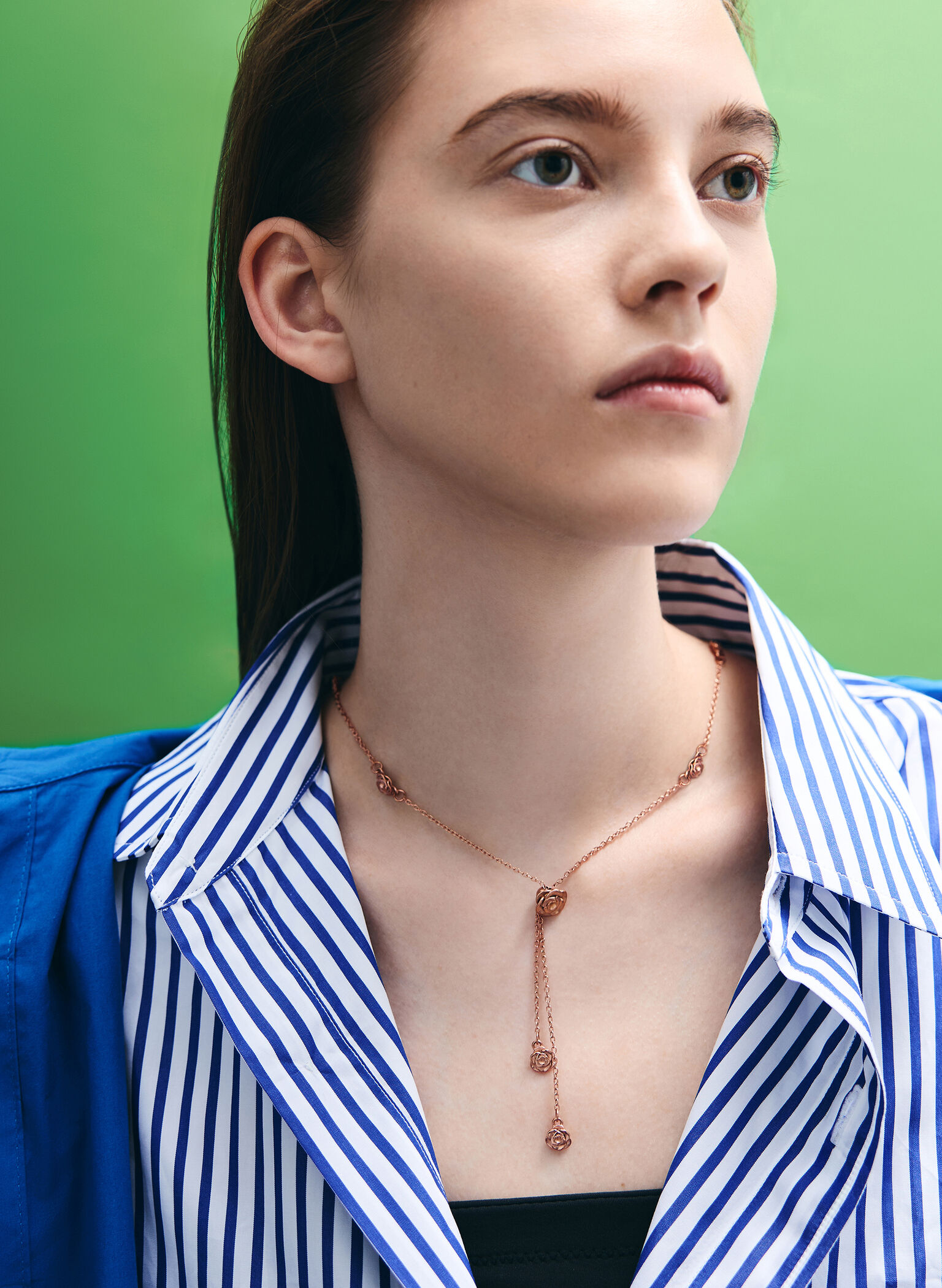 Rosalind Flower-Motif Necklace, Brushed Rose Gold, hi-res