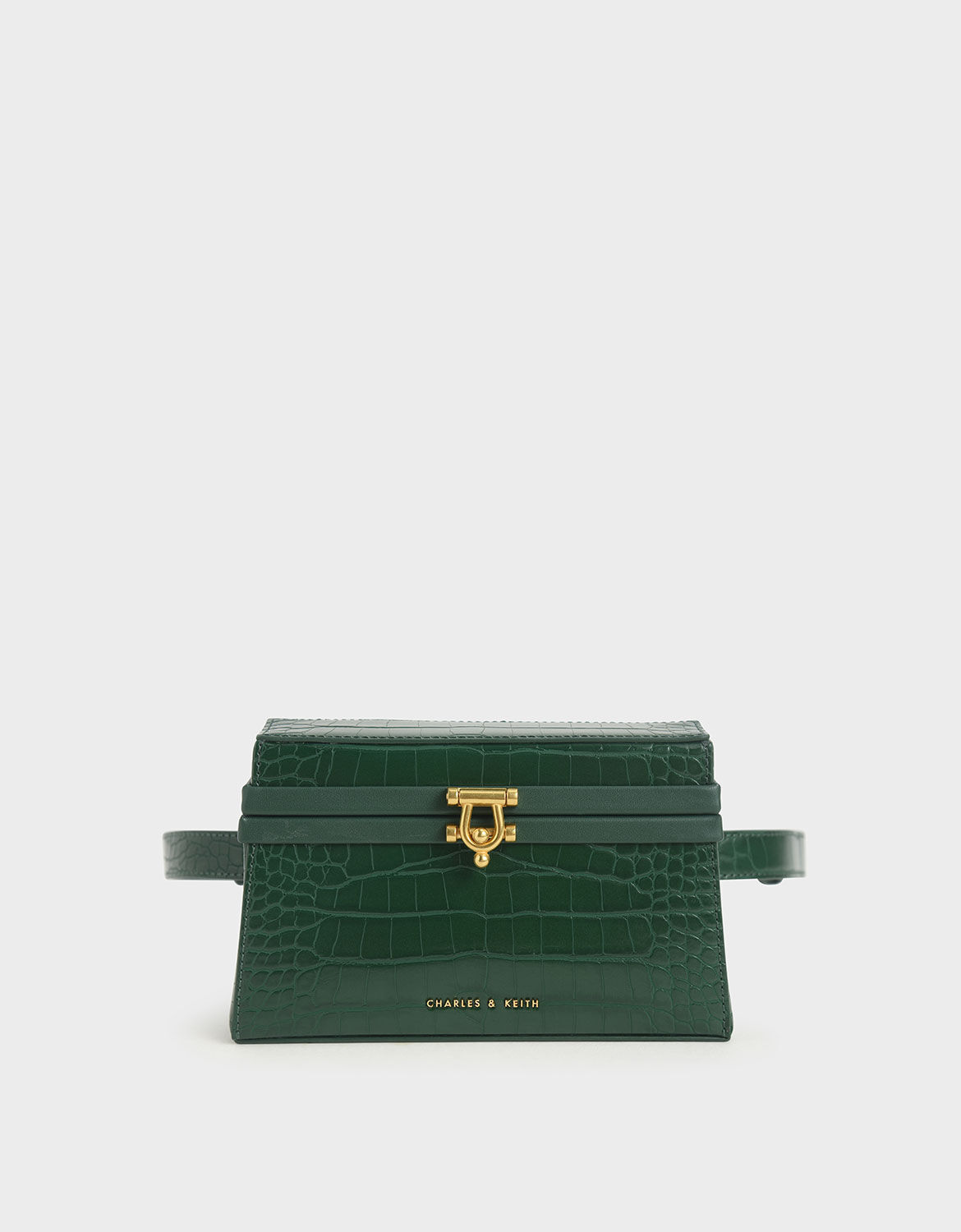 Green Croc-Effect Trapeze Belt Bag 