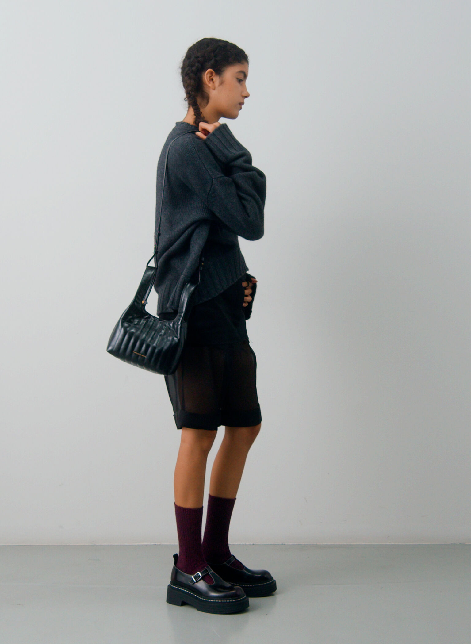 Donna Crinkle-Effect Tote Bag, Black, hi-res