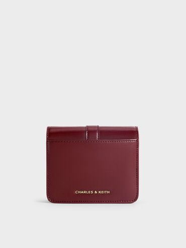 Agatha Chain-Accent Card Holder, Burgundy, hi-res