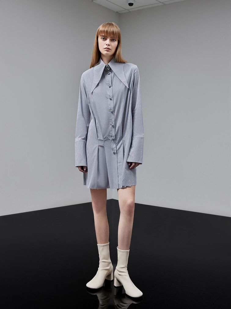 Round-Toe Zip-Up Ankle Boots, Chalk, hi-res