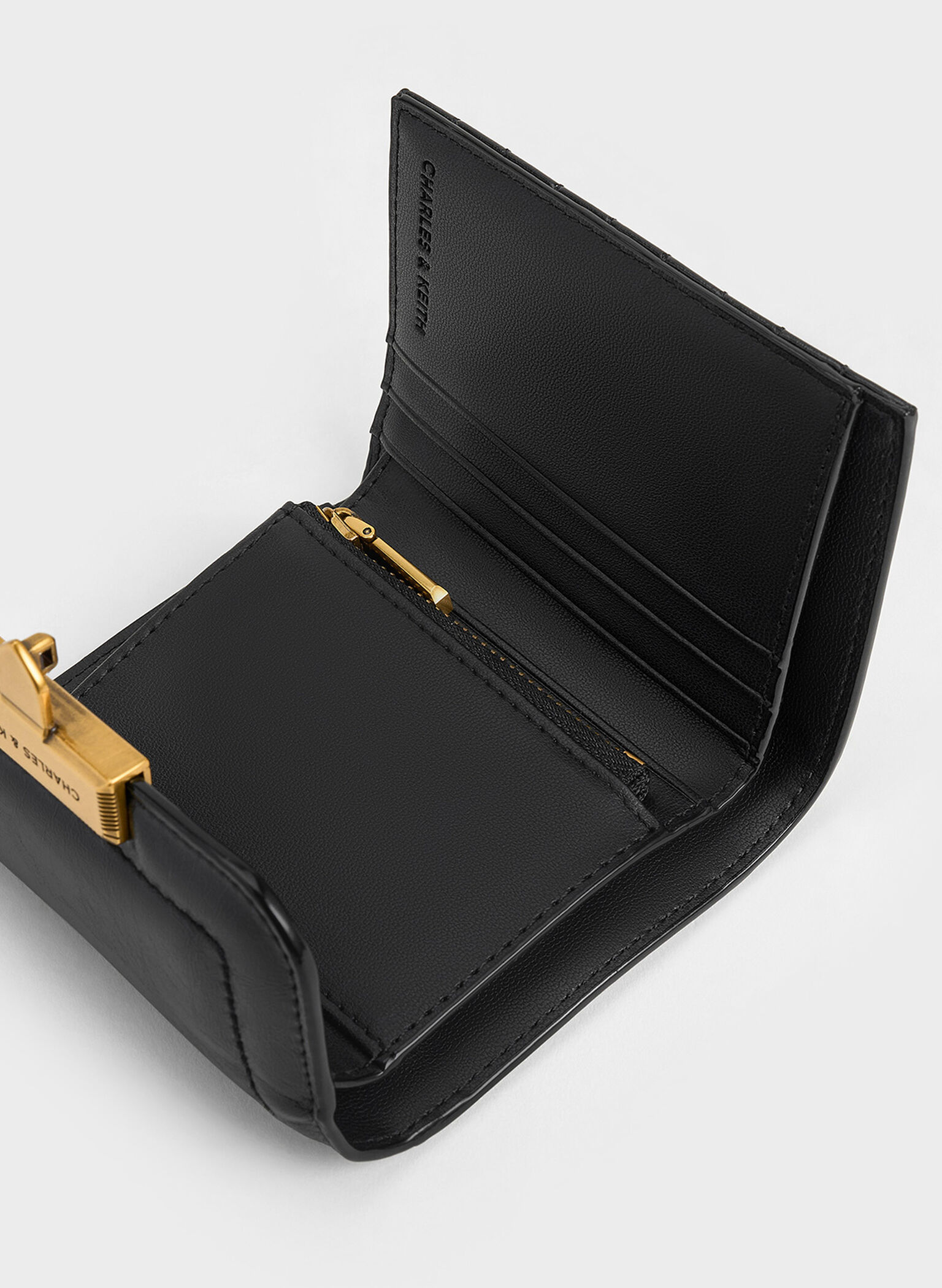 Donna Crinkle-Effect Wallet, Black, hi-res