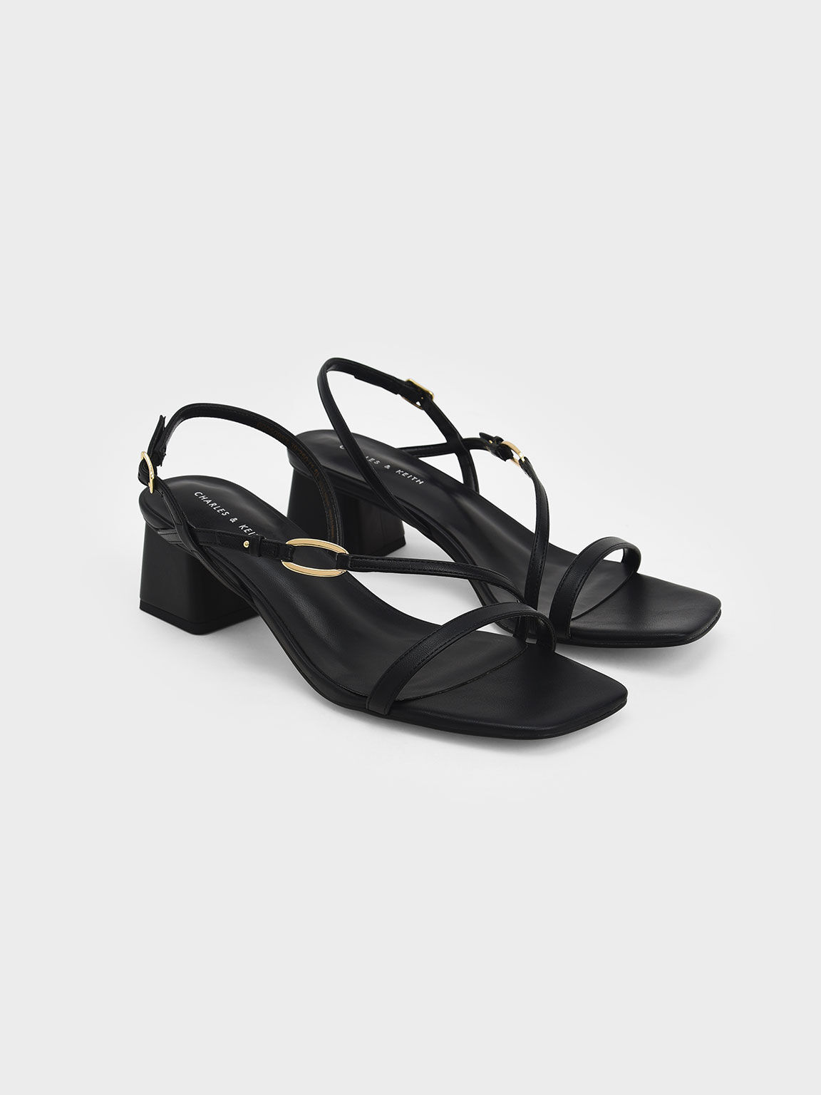 block heel black strappy sandals