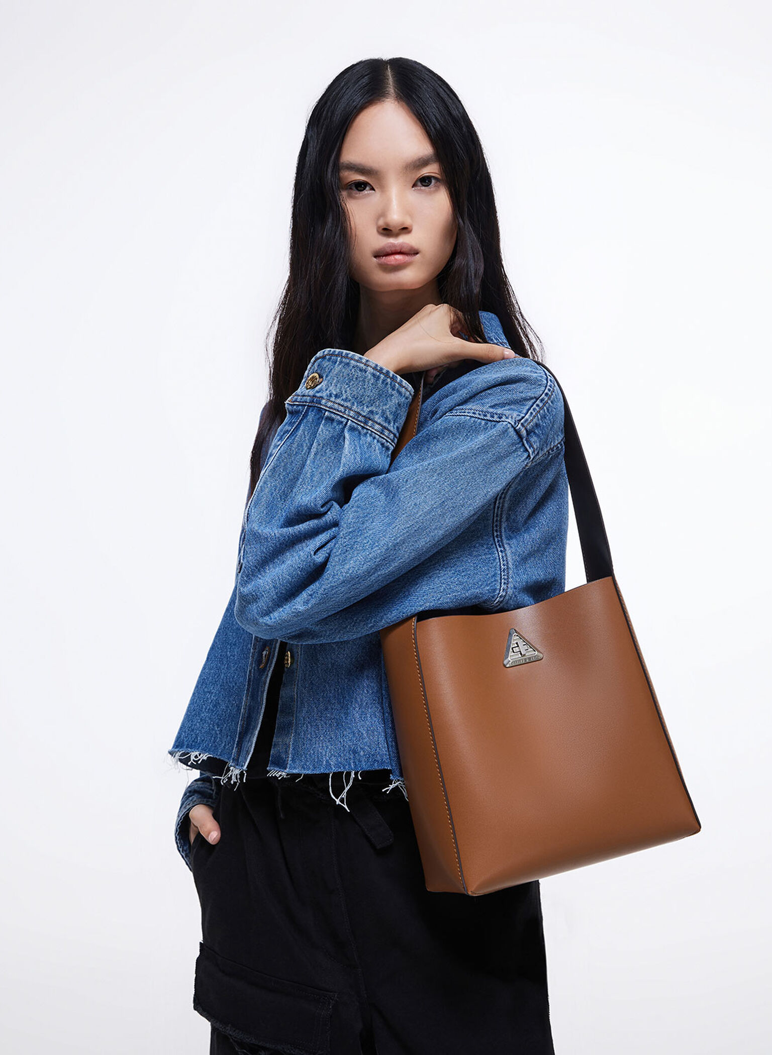 Trice Metallic Accent Large Hobo Bag, Cognac, hi-res