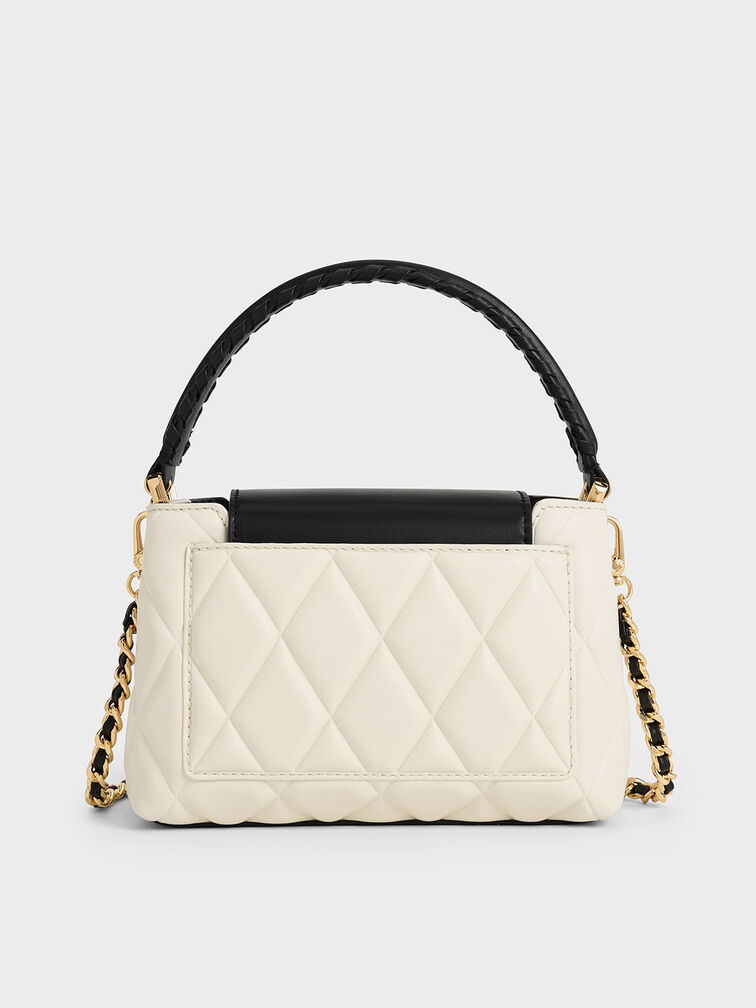 Multicoloured Arwen Quilted Braided-Strap Top Handle Bag - CHARLES 