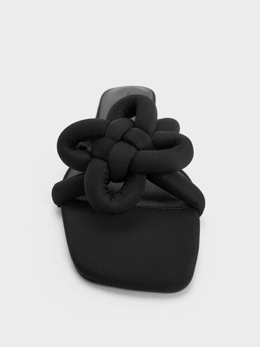 Sandalias con nudo de trébol, Negro texturizado, hi-res