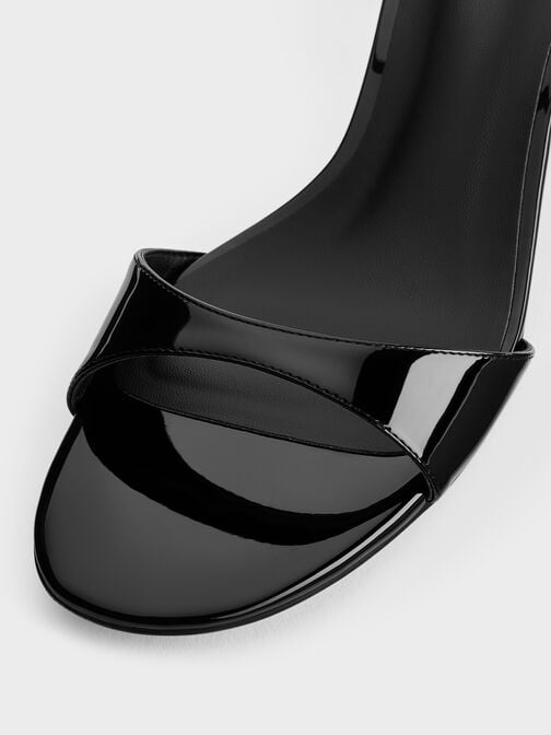 Patent Ankle-Strap Block-Heel Sandals, Black Patent, hi-res