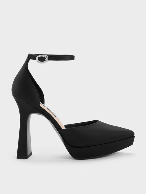 Ankle Strap D'Orsay Pumps, Black, hi-res