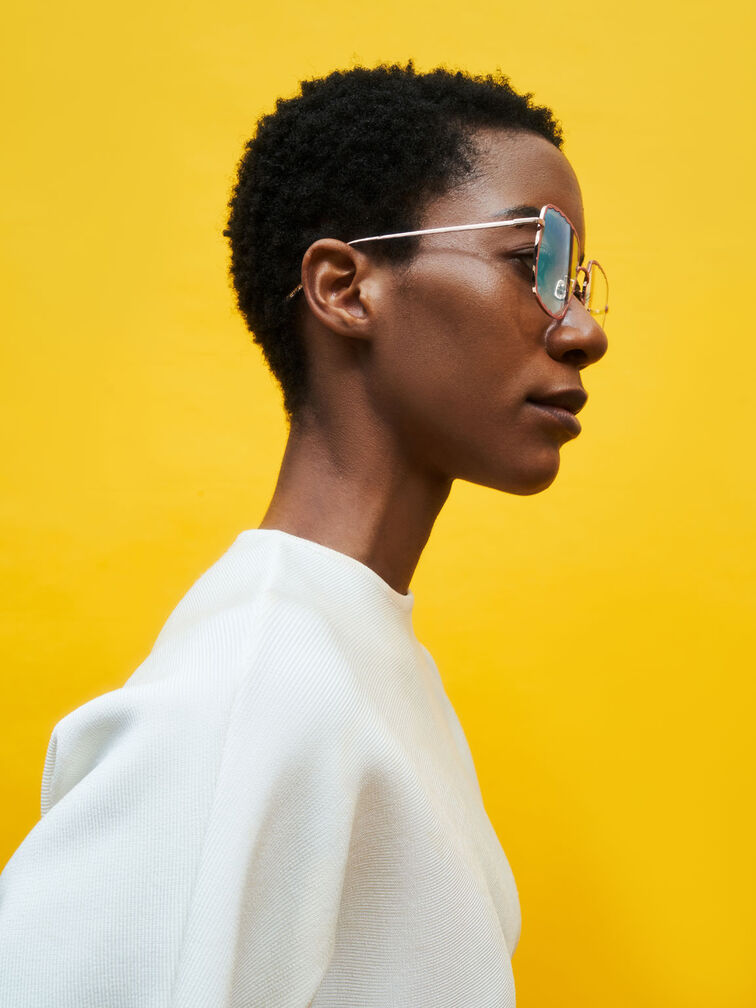 Scallop Trim Butterfly Sunglasses, Pink, hi-res