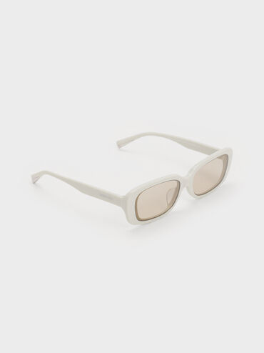 Gafas de sol Aubrey rectangulares de acetato reciclado, Blanco tiza, hi-res
