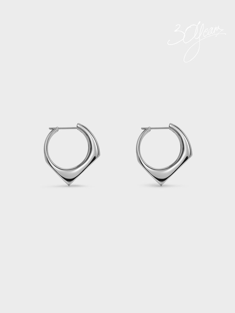 Gabine Sculptural Hoop Earrings, Silver, hi-res