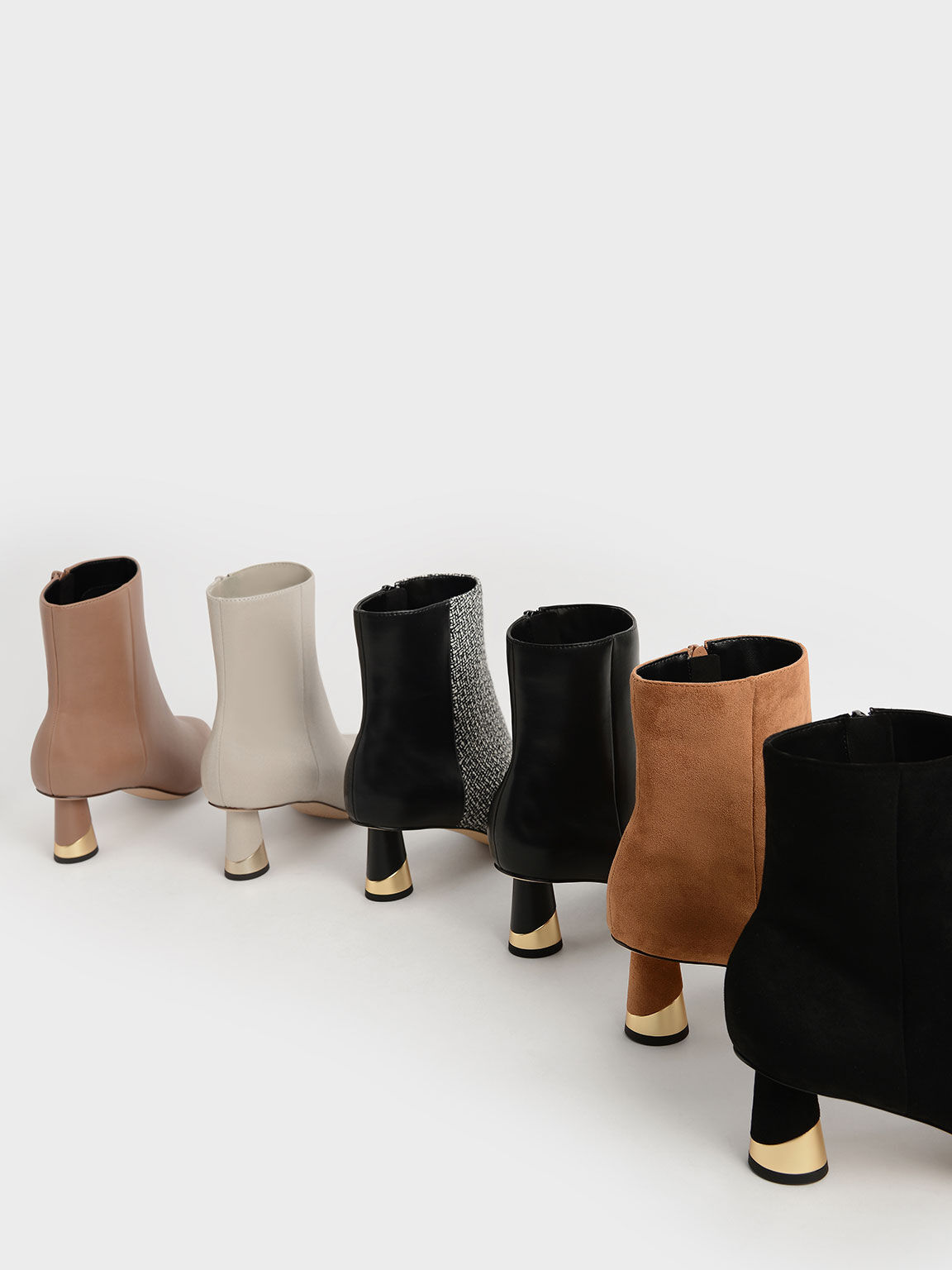 Metallic Heel Ankle Boots, Black, hi-res