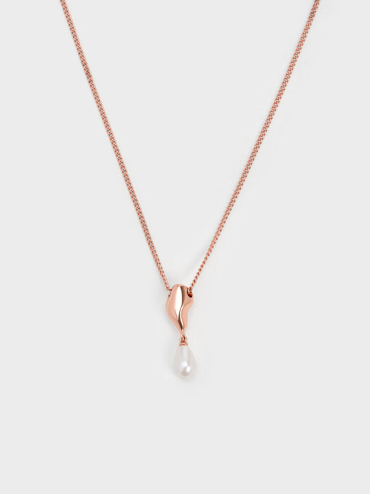Corrine Teardrop Pearl Necklace, Rose Gold, hi-res