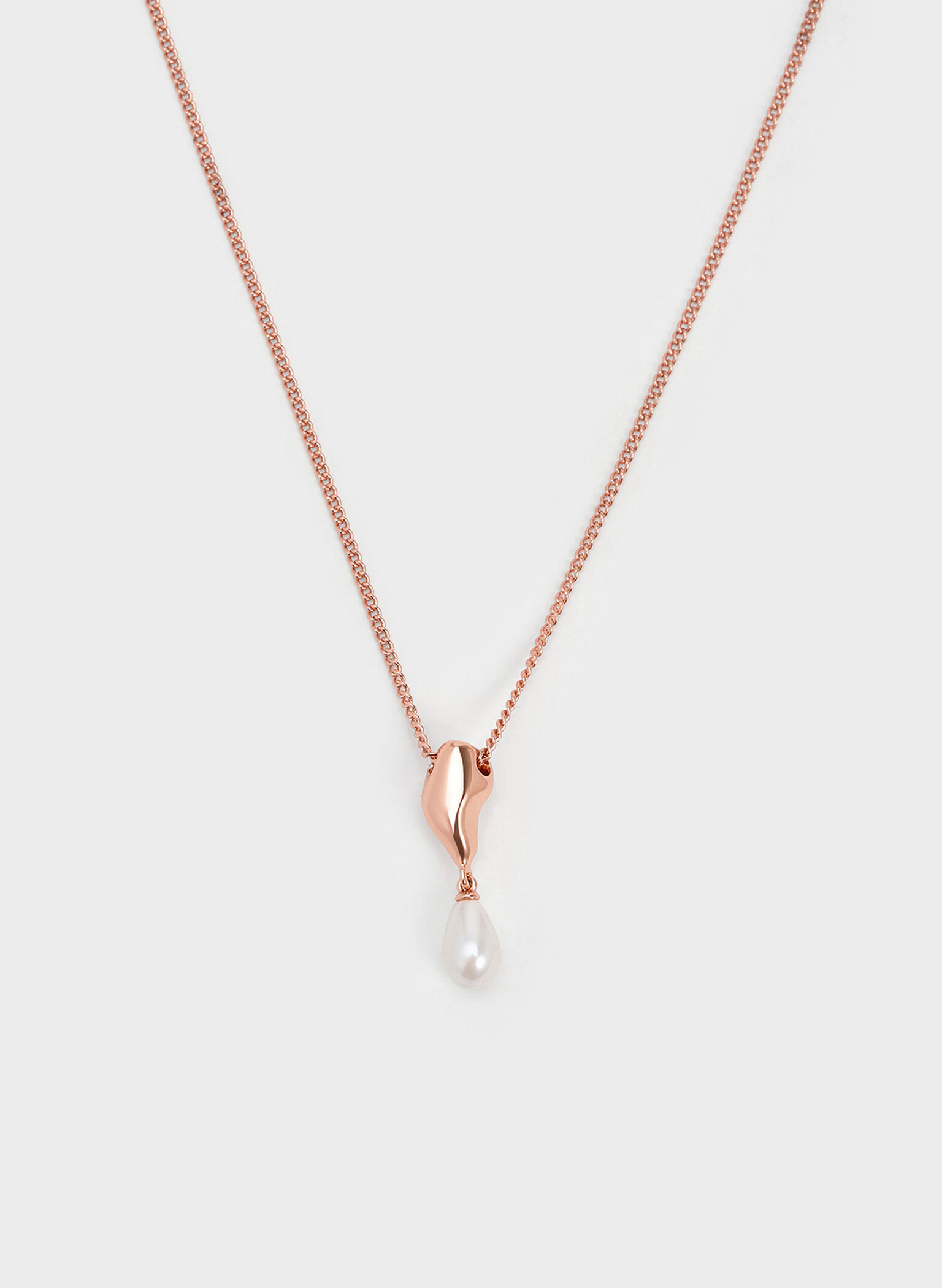 Corrine Teardrop Pearl Necklace, Rose Gold, hi-res