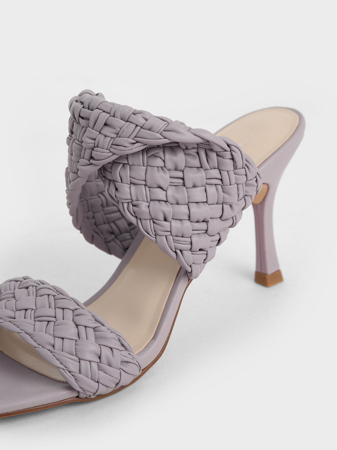 Double Strap Woven Heeled Mules, Lilac, hi-res