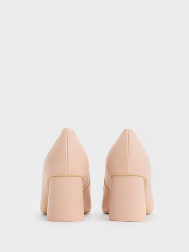 Bow Pointed Cap-Toe Pumps, Pink, hi-res
