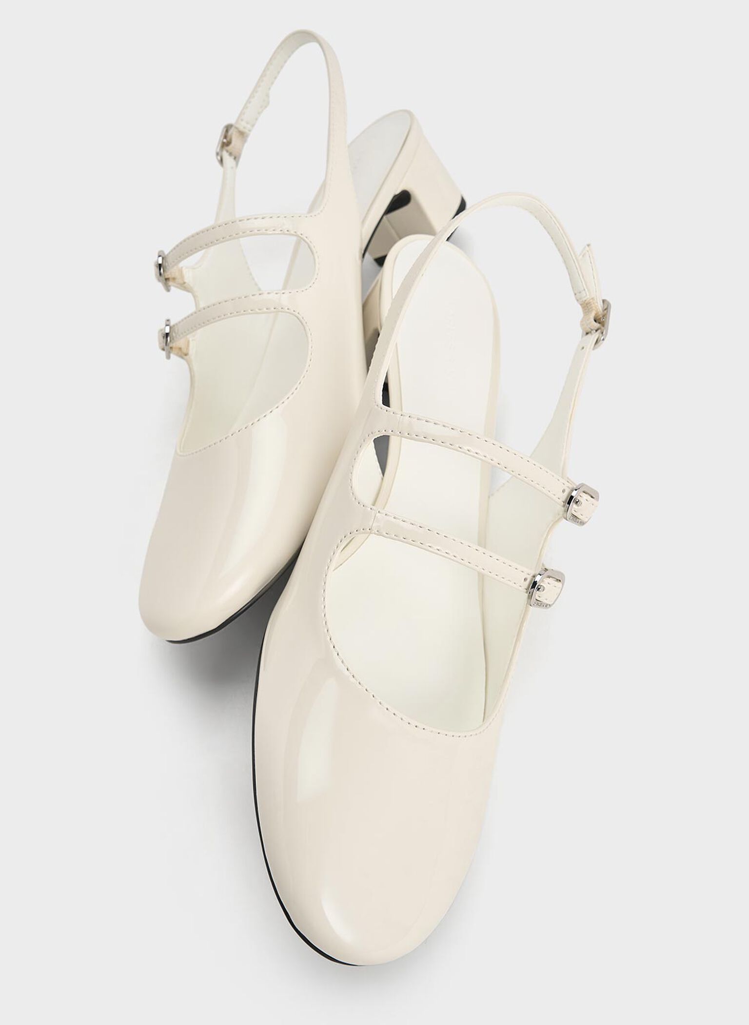 Clementine Double-Strap Slingback Mary Jane Pumps, Chalk, hi-res