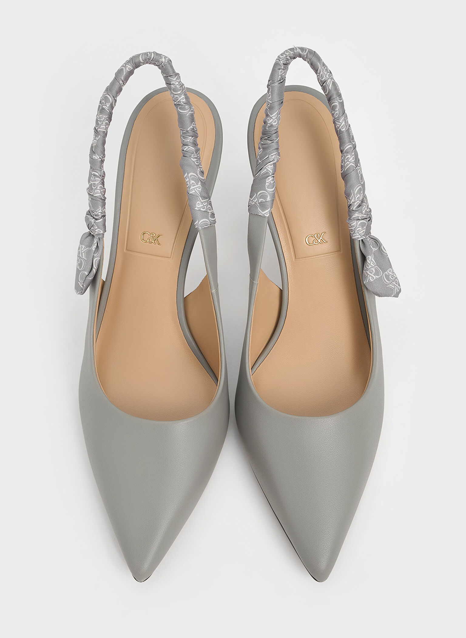 Tacones destalonados Tully de cuero arrugado con estampado, Gris, hi-res