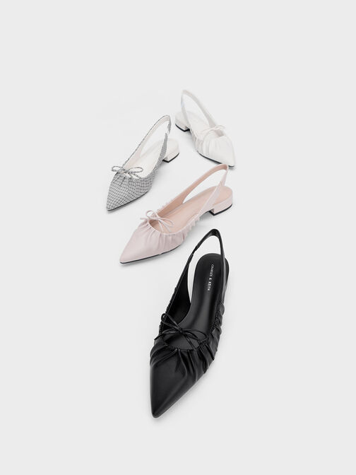 Bow Ruched Slingback Flats, Blush, hi-res