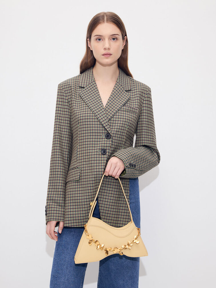 Verity Chain-Link Sculptural Bag, Beige, hi-res